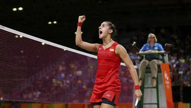 Carolina Marín tras ganar la medalla de oro en Río.