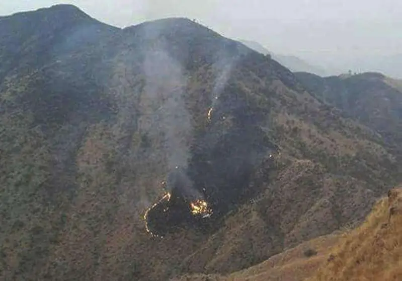 Restos del avión de la PIA siniestrado en Pakistán.