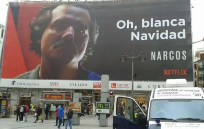 El cartel publicitario en la madrileña Puerta del Sol.