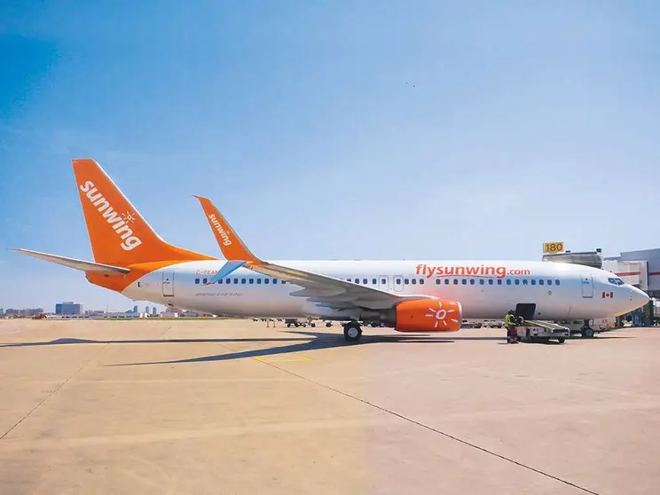 Un avión de la aerolínea Sunwing.