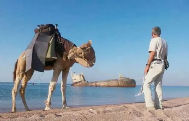 El barco hundido en la costa noroeste saudí.