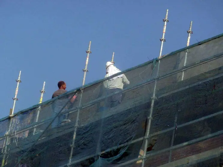 Trabajadores en una obra. 