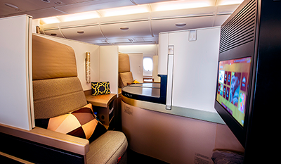 Uno de los business studios del A380 de Etihad.