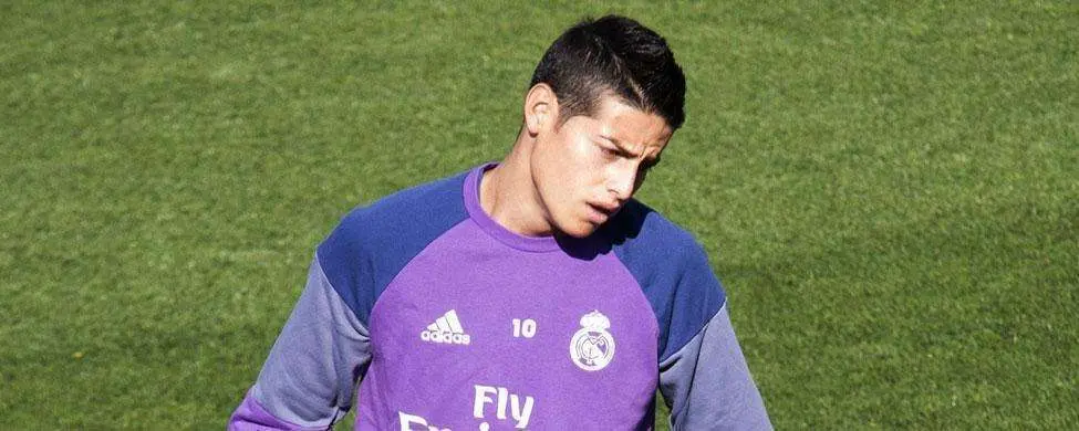 James Rodríguez durante un entrenamiento en Valdebebas.