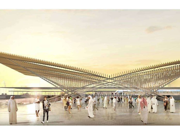 Una maqueta de la estación metro Dubai Expo 2020.