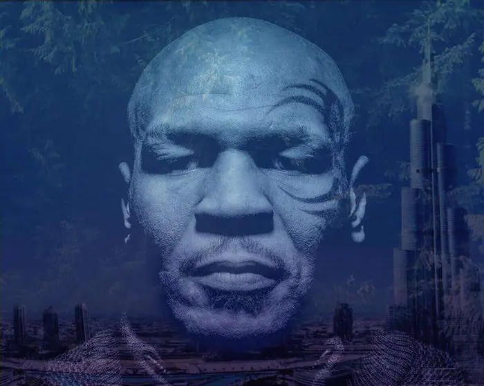 Cartel del lanzamiento en Dubai del nuevo negocio de Mike Tyson.