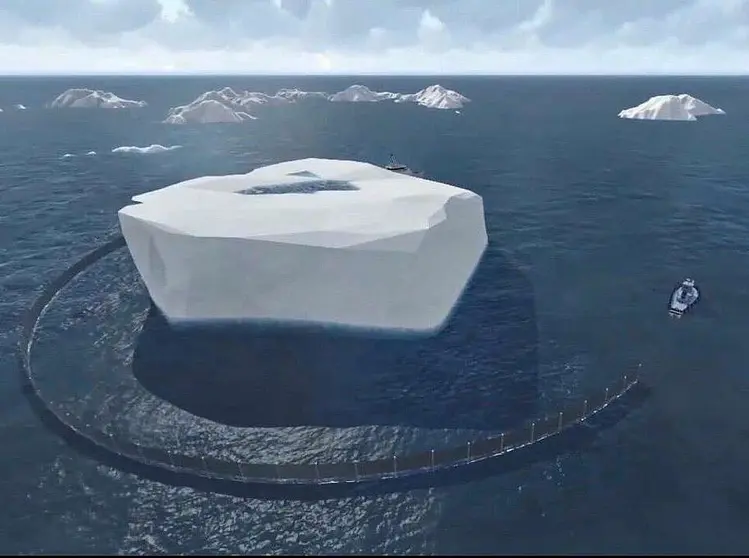 Recreación de cómo sería el transporte del iceberg por el mar. (National Advisor Bureau Limited)