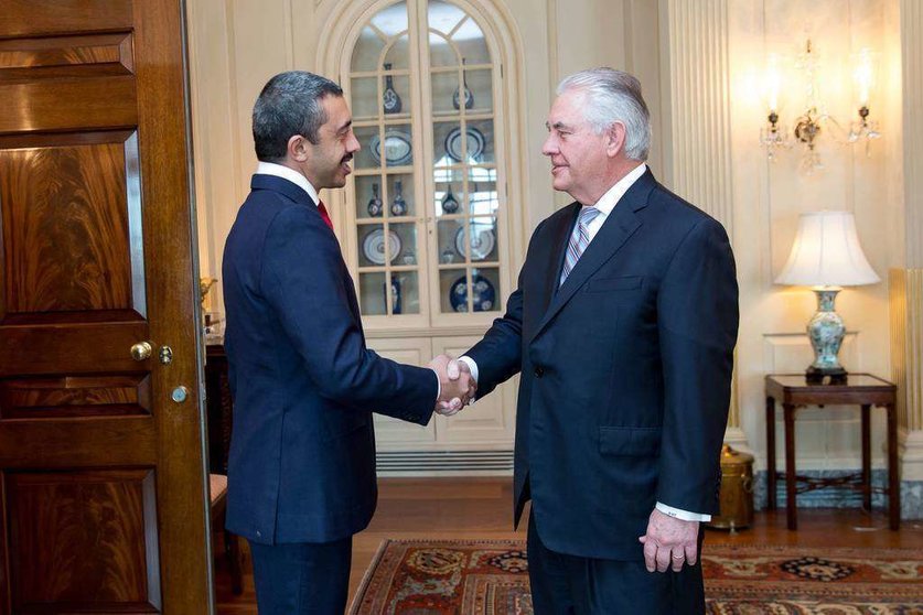 El jeque Abudllah se reunió con el secretario de Estado de EEUU. (Ministerio de Asuntos Exteriores de EAU)