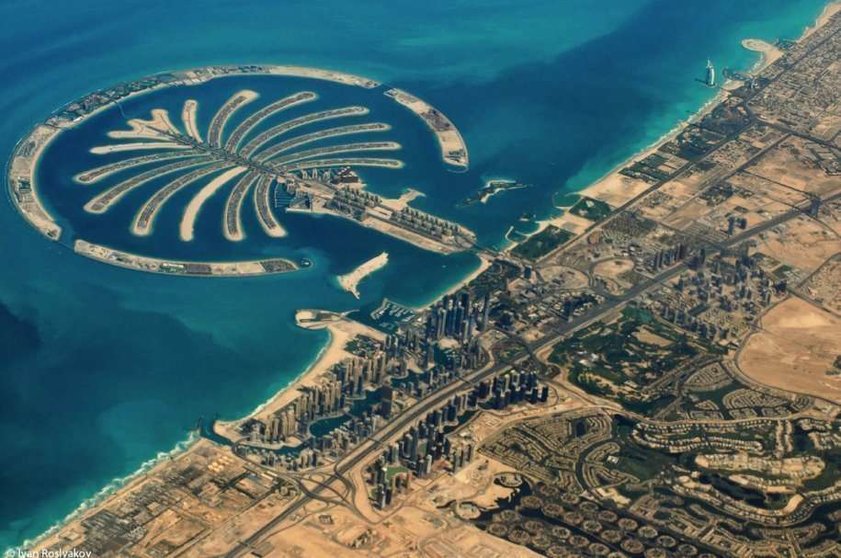 Una imagen aérea de La Palmera de Dubai. 