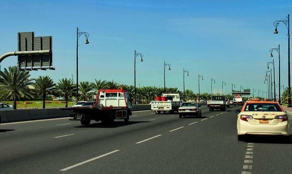 Una imagen de Al Dhaid Road en el emirato de Sharjah.