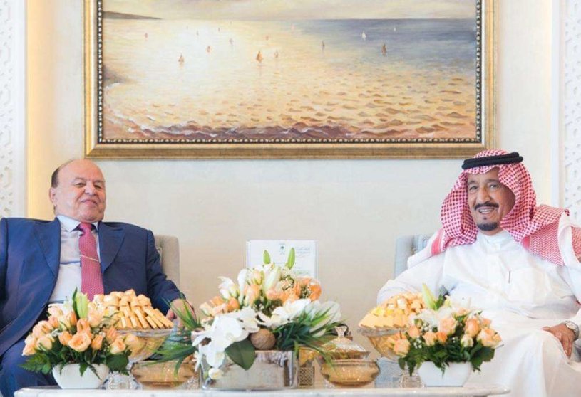 El Rey Salmán y el presidente de Yemen, Abdrabbuh Mansur Hadi en Tánger. 