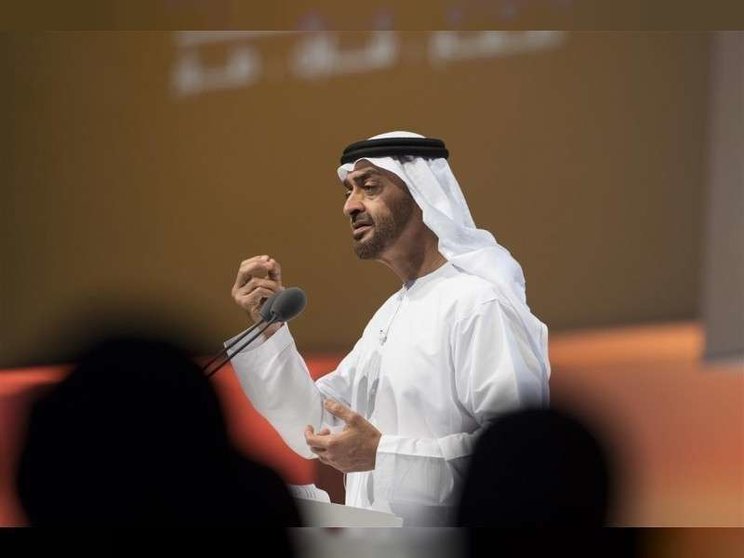 El príncipe heredero de Abu Dhabi durante su intervención.