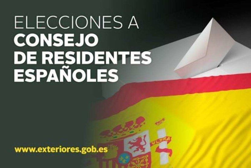 Cartel anunciador de las elecciones al Consejo de Residentes Españoles en Emiratos Árabes. 