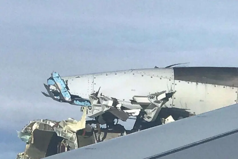 Una imagen de Twitter de la turbina del A380 de Air France.