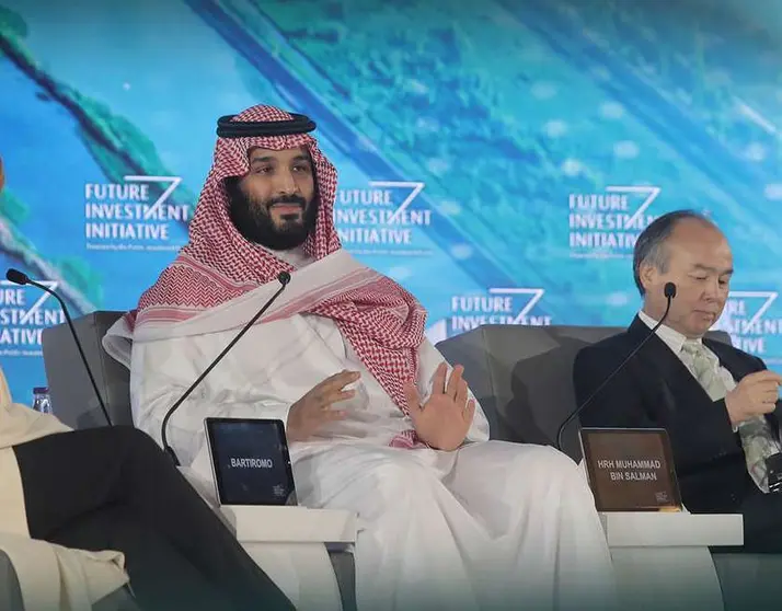 El príncipe heredero de Arabia Saudita, Mohammed bin Salman, durante su intervención en el Future Investment Initiative.