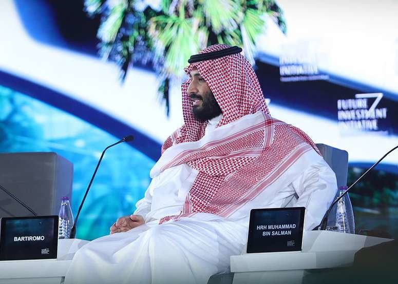 El príncipe heredero de Arabia Saudita, Mohammed bin Salman, durante su intervención en el Future Investment Initiative.