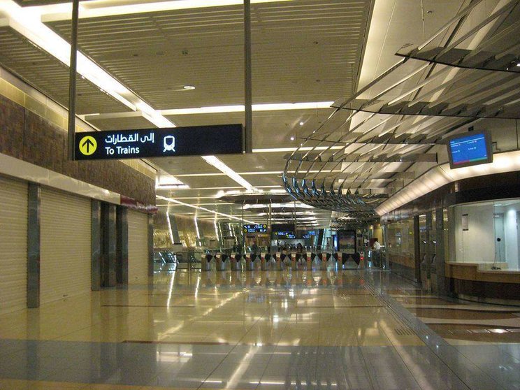 Una estación de metro en Dubai.