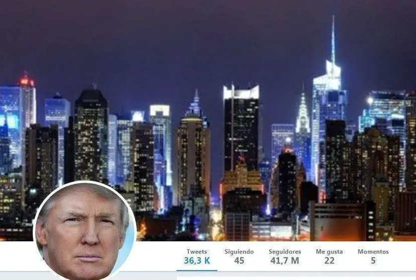 Una captura de pantalla de la cuenta de Donald Trump en Twitter.