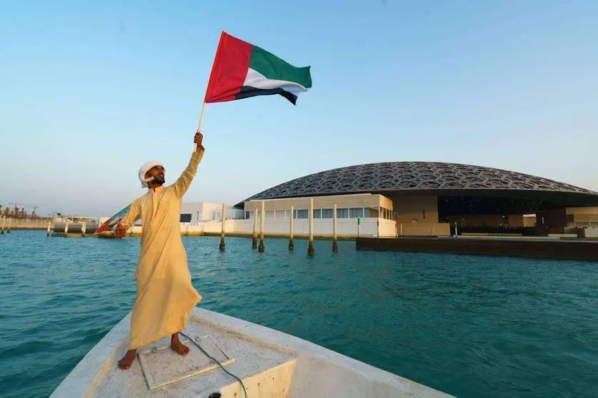 Una imgen del Louvre de Abu Dhabi durante la celebración del Día National. (Greg Garay, Louvre Abu Dhabi)