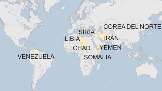 Los ocho países que tienen veto en Estados Unidos.