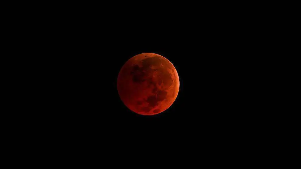 Foto de la Nasa de la superluna de sangre azul. 