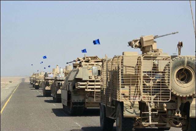 Vehículos blindados del Ejército de Yemen.