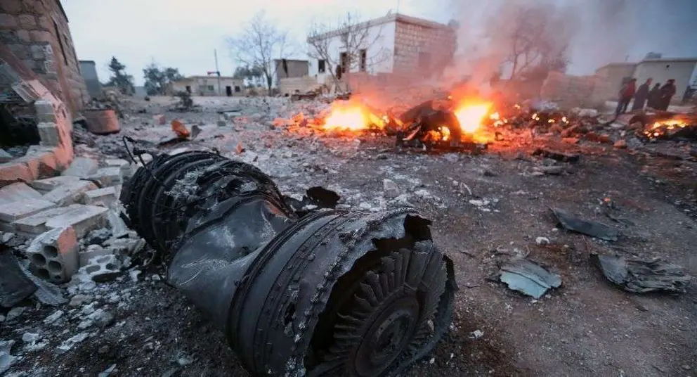 Restos del avión ruso en Siria.