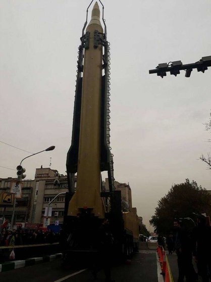 Un misil exhibido en Irán el pasado mes de noviembre. (@fresh_sadegh)