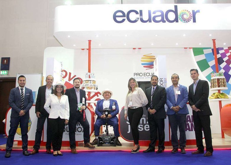 Empresas participantes en el pabellón de Ecuador durante la feria Gulfood 2018. (ELCORREO)