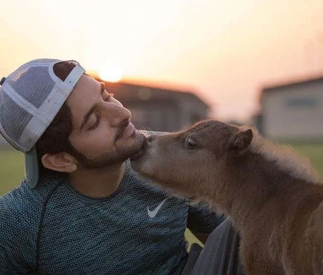 El jeque Hamdan con su potro.