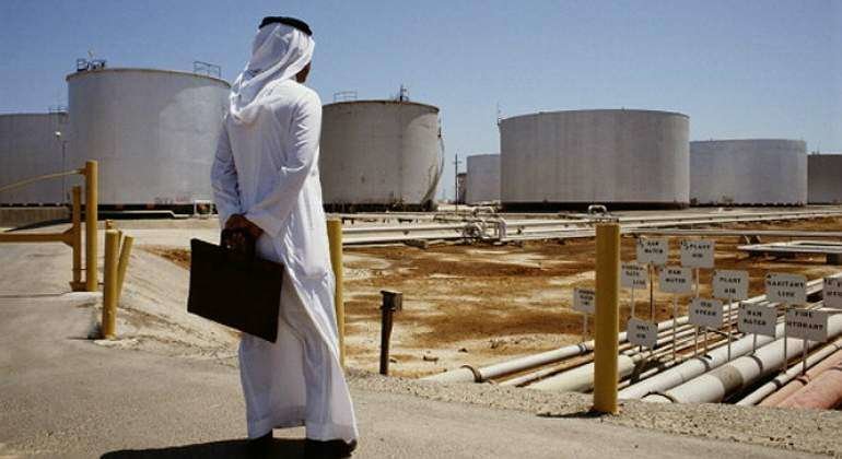 Una planta de crudo en Arabia Saudita.