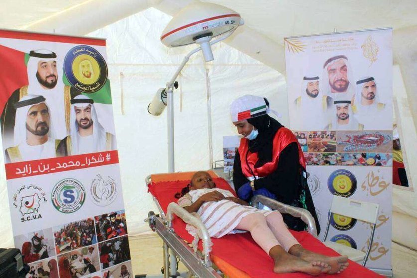 Médicos voluntarios de Emiratos y Sudán prestarán atención sanitaria a mujeres y niños en el nuevo hospital de campaña Sheikha Fátima en River Nile.