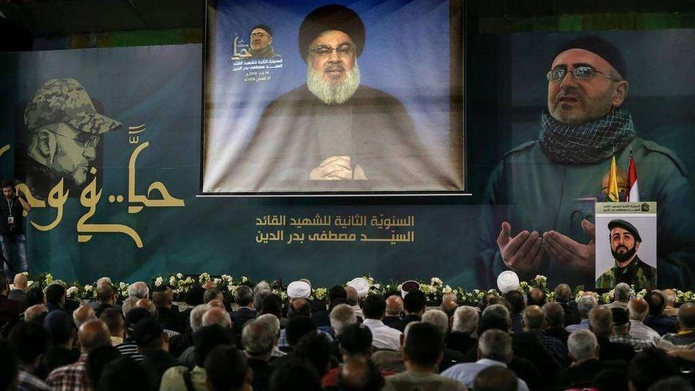 El secretario general Hassan Nasrallah de Hezbolá pronuncia un discurso desde un lugar no revelado el 14 de mayo de 2018. Nabil Mounzer / EPA
