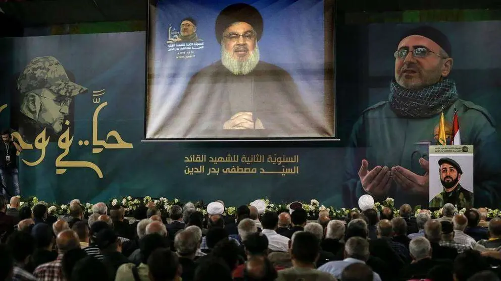 El secretario general Hassan Nasrallah de Hezbolá pronuncia un discurso desde un lugar no revelado el 14 de mayo de 2018. Nabil Mounzer / EPA