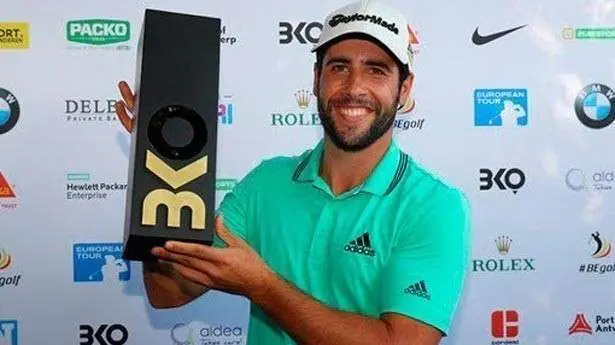 Adrián Otaegui celebró su triunfo en el Belgian Knockout. (Foto: @European Tour)