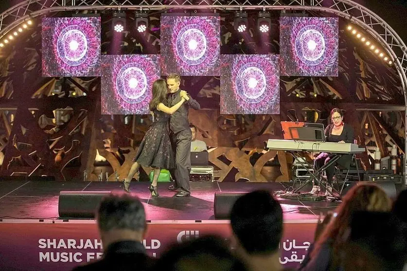 Puesta en escena de 'Mujeres en Tango' en el Festival Mundial de Música de Sharjah. (Cedida)