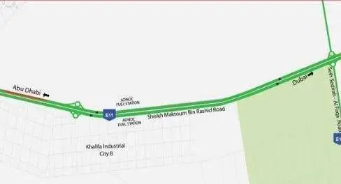 Imagen del corte de la calle publicada por la Autoridad de Abu Dhabi.