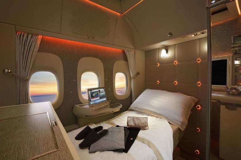 Emirates ya cuenta con ventanillas virtuales en la nueva suite de Primera Clase del Boeing 777. (Emirates Airlines)