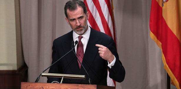 El Rey de España durante su discurso en Estados Unidos. (EFE)