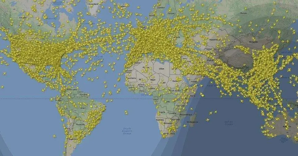 Captura de pantalla del portal Flightradar.