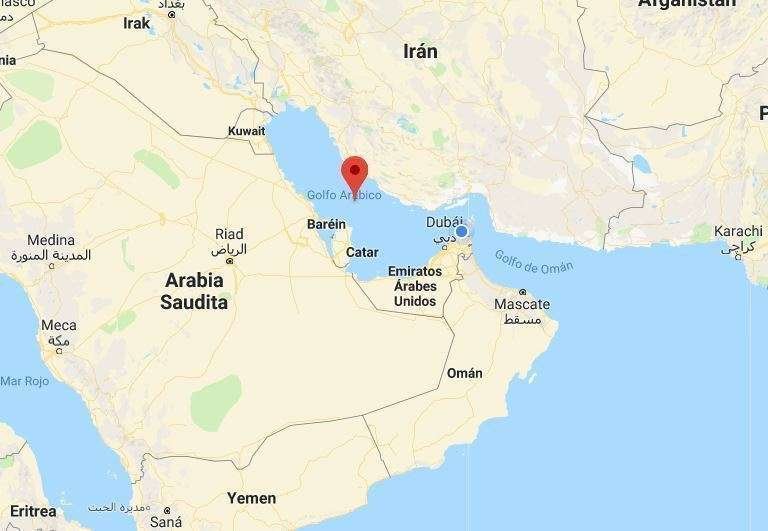 Una captura en Google del Golfo Arábigo.