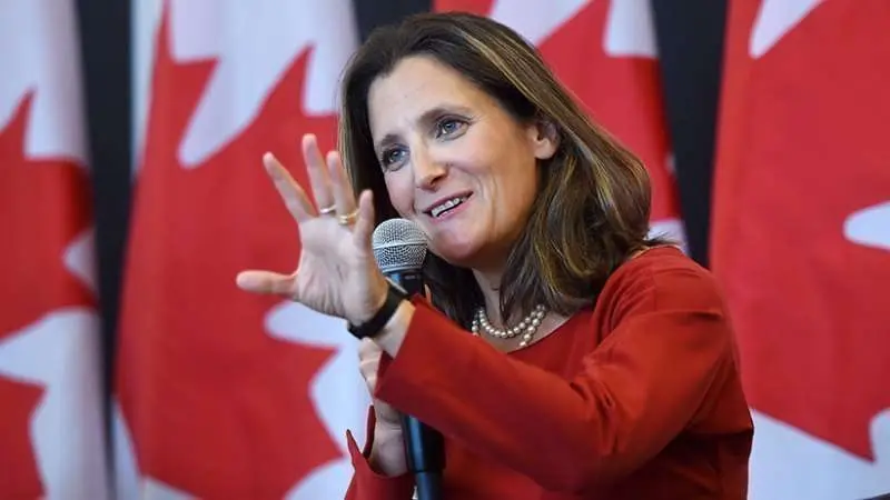 La ministra de Relaciones Exteriores de Canadá, Chrystia Freeland.