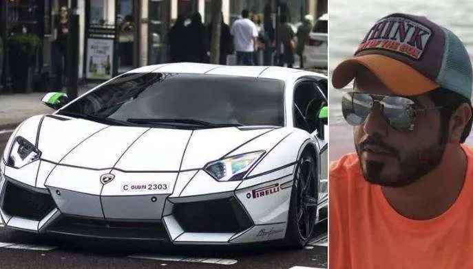 El influyente de Dubai y su automóvil.