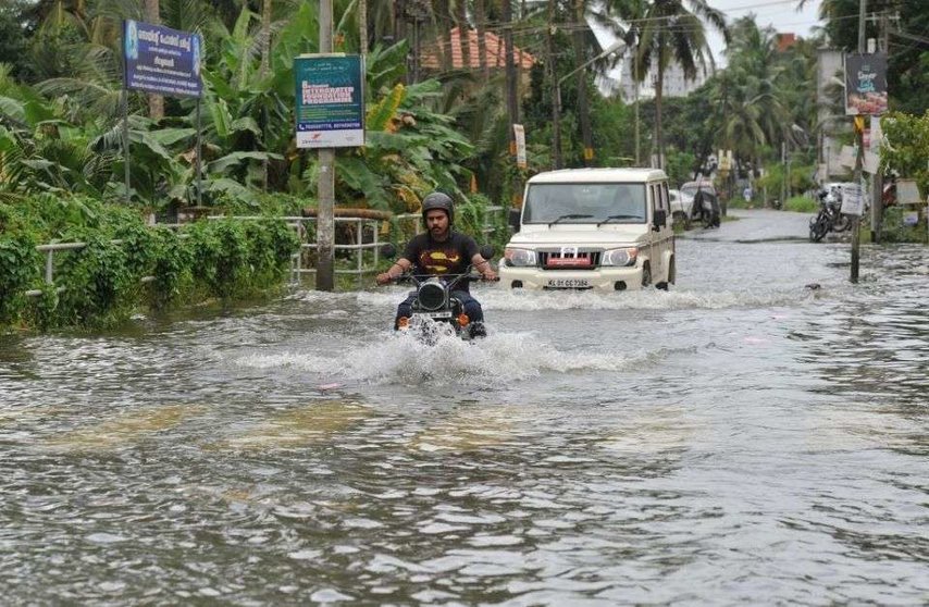 En la imagen de AFP, zonas inundadas en Kerala.