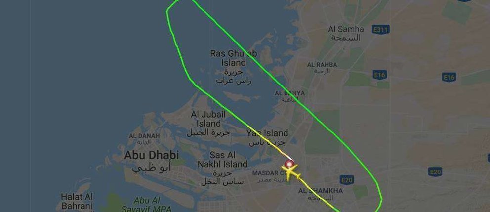 Recorrido del vuelo de Etihad afectado según Flightradar24.