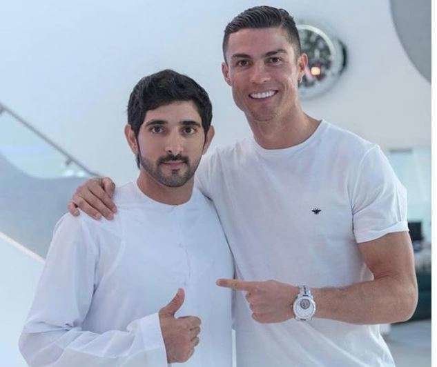 Ronaldo y el jeque Hamdan, príncipe heredero de Dubai. (Redes sociales)
