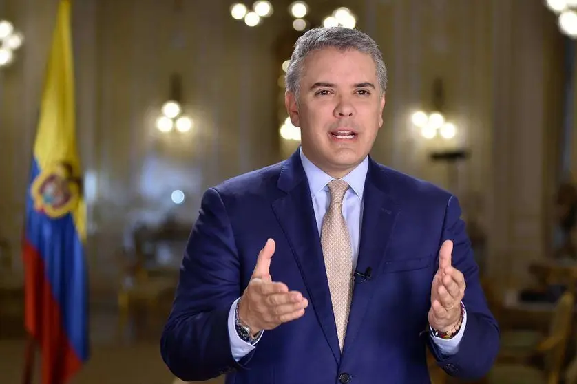 El presidente de Colombia, Iván Duque, durante el saludo de Año Nuevo que protagonizó hace sólo unos días. (Presidencia de Colombia)