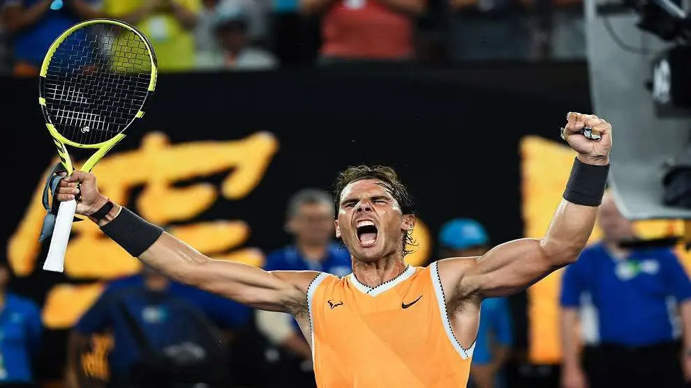 Nadal festeja su triunfo en la semifinal del Open de Australia.