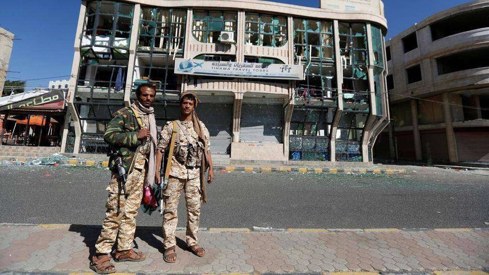 Rebeldes hutíes en Saná, capital de Yemen.
