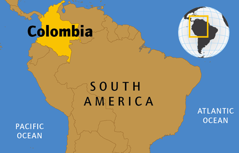 Colombia en el mapa.
